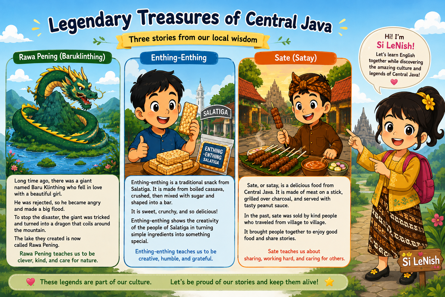 Students learning English with Indonesian culture
